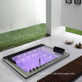 Indoor massage bathtub for two persons with LED light, heater, ozone sterilization